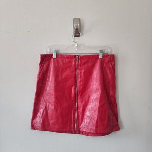 Shinestar Red Faux Leather Zipper Skirt Size L